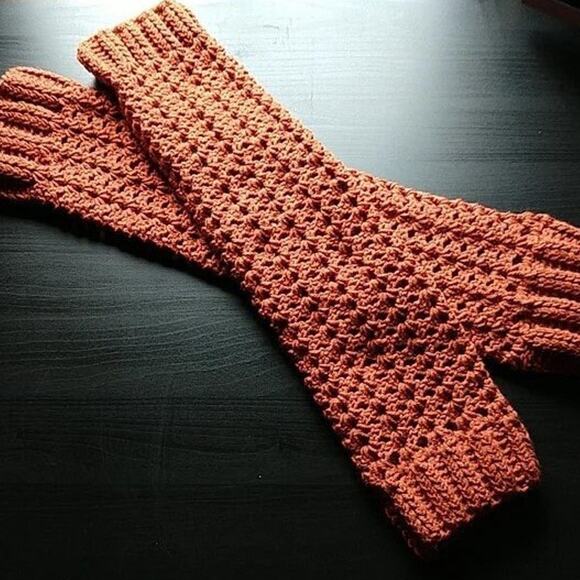 Pumpkin Spice Leg Warmers OSFM crochet warm thick chunky over knee dance premade - Picture 8 of 12